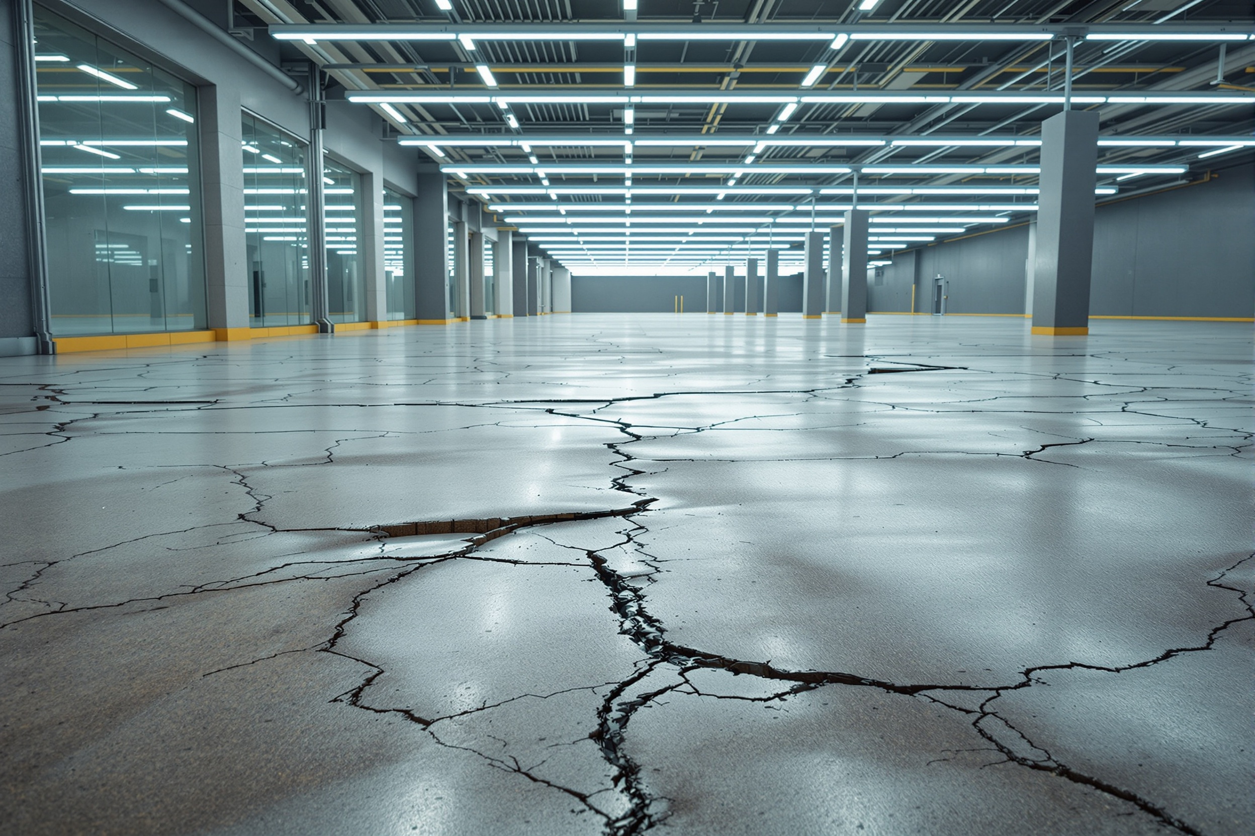 Local comercial antes: concreto desgastado con marcas