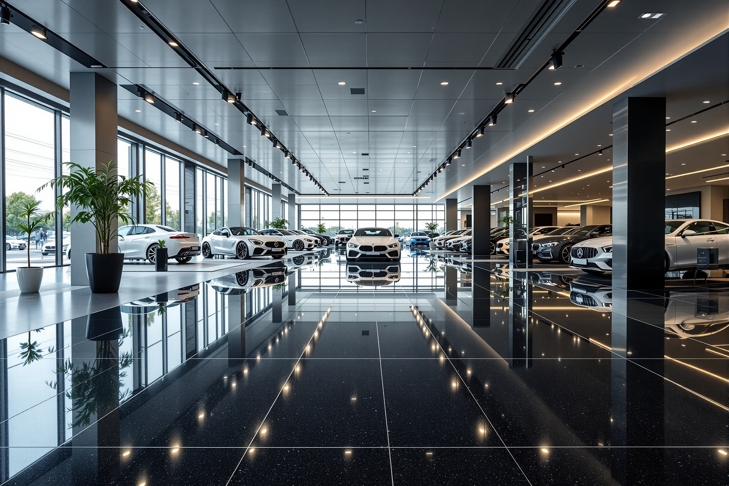 Piso epóxicos comercial en showroom de autos